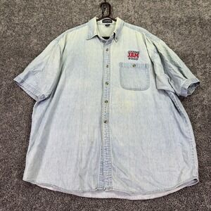 Vtg LA Loving Shirt Mens 2XL Blue Denim Short Sleeve Button Up Country Jam 2000